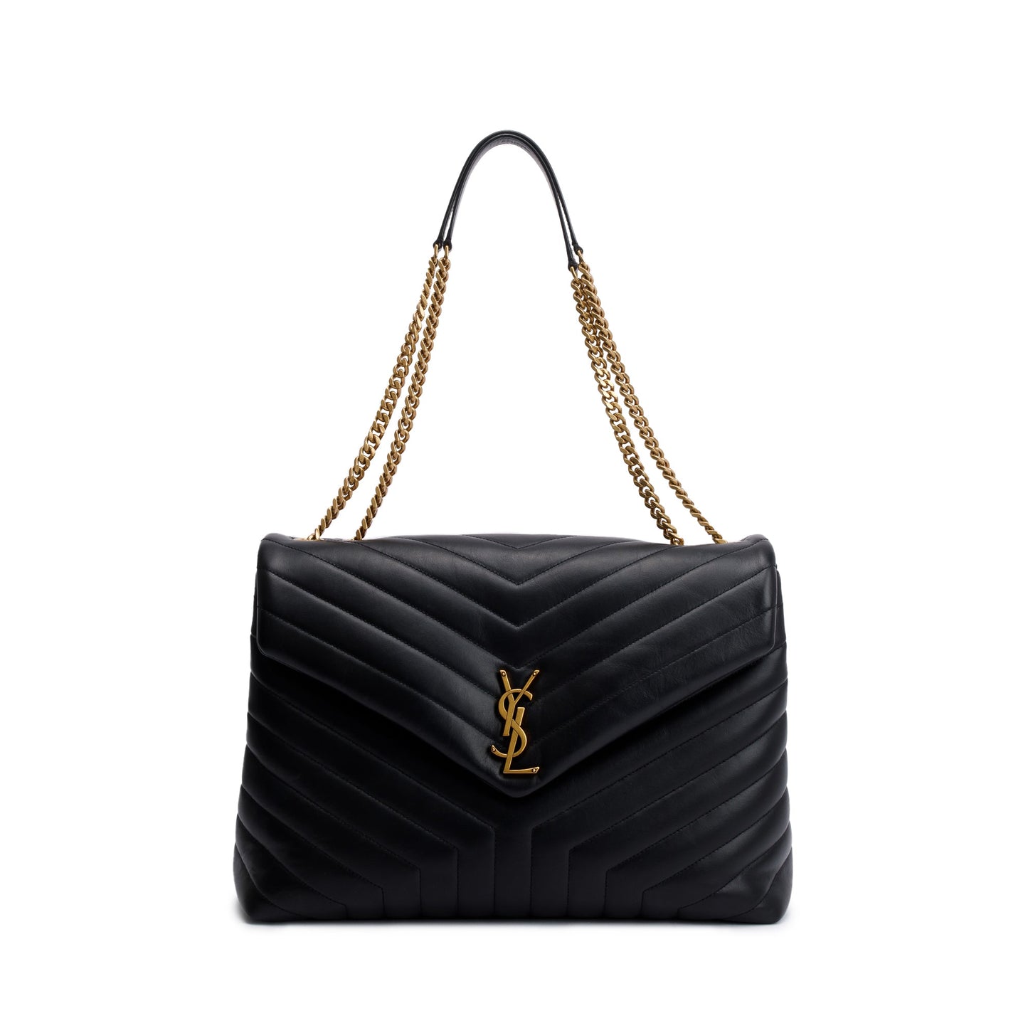 Saint Laurent 2022 Black Calfskin Leather Large Loulou Shoulder Bag