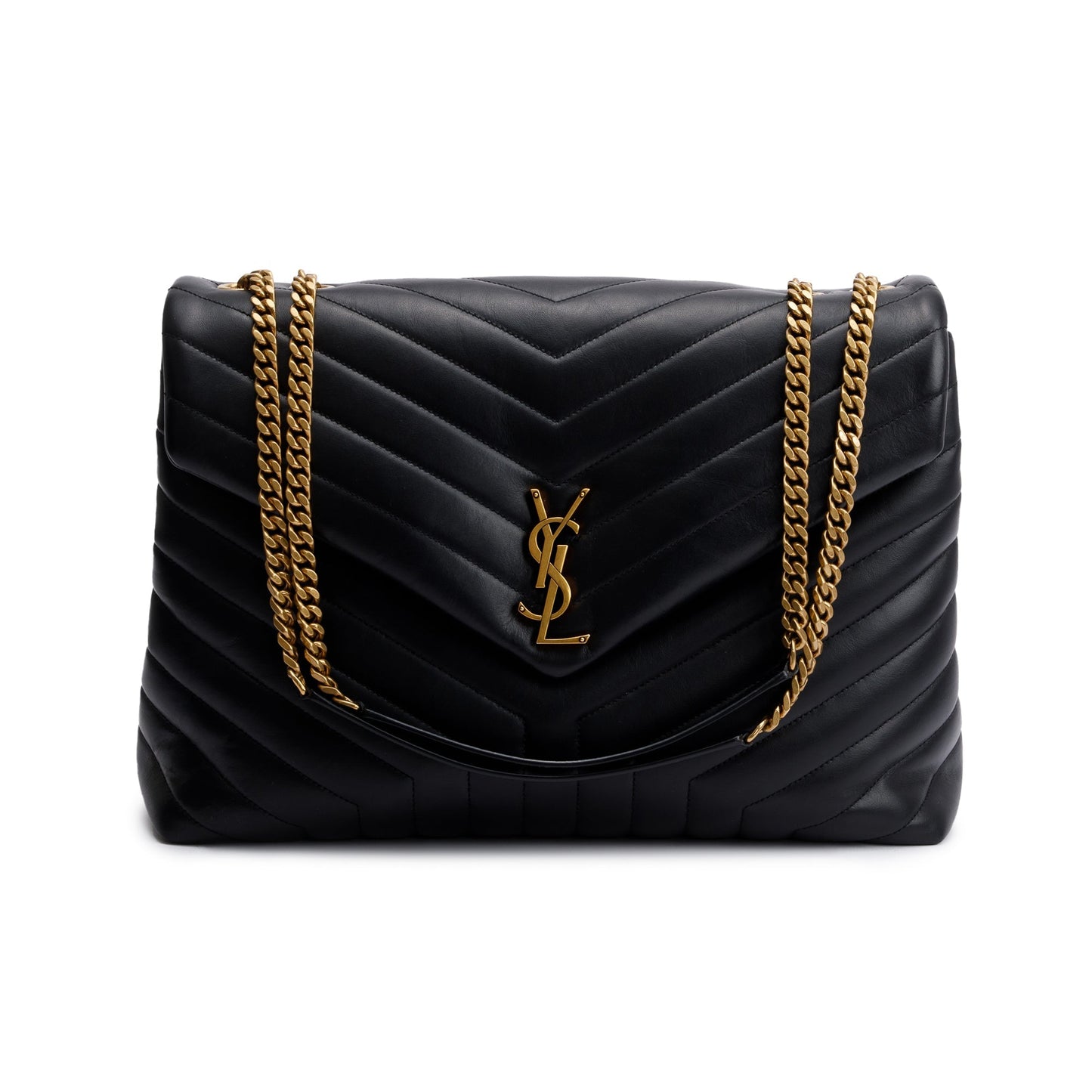 Saint Laurent 2022 Black Calfskin Leather Large Loulou Shoulder Bag