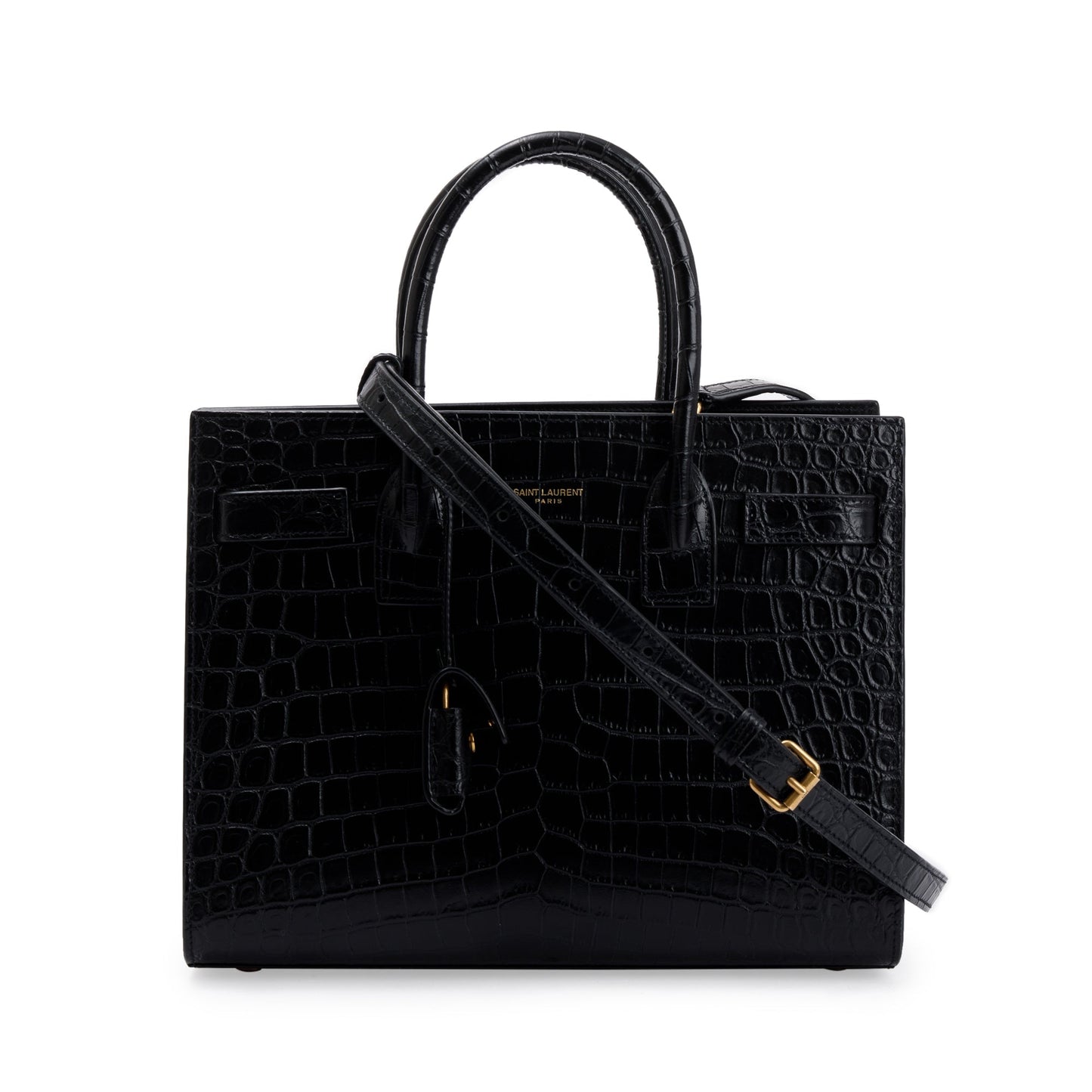Saint Laurent 2022 Black Crocodile Embossed Leather Baby Sac De Jour