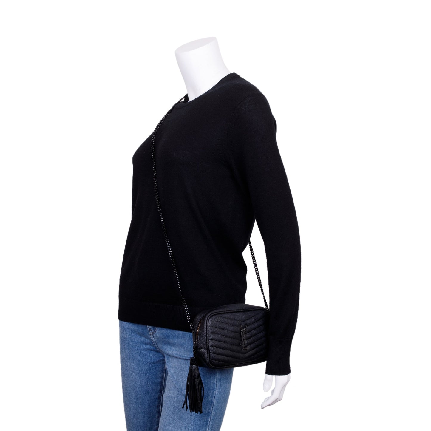 Saint Laurent 2022 Black Grain de Poudre Matelasse Mini Lou Camera Bag