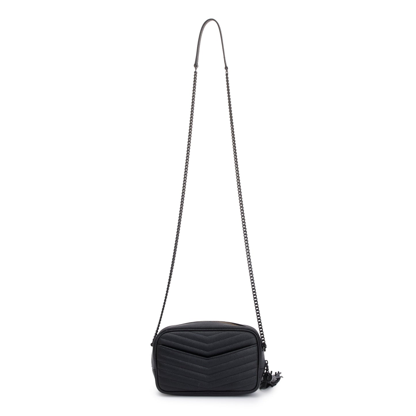 Saint Laurent 2022 Black Grain de Poudre Matelasse Mini Lou Camera Bag