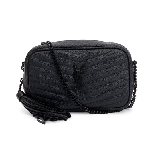 Saint Laurent 2022 Black Grain de Poudre Matelasse Mini Lou Camera Bag