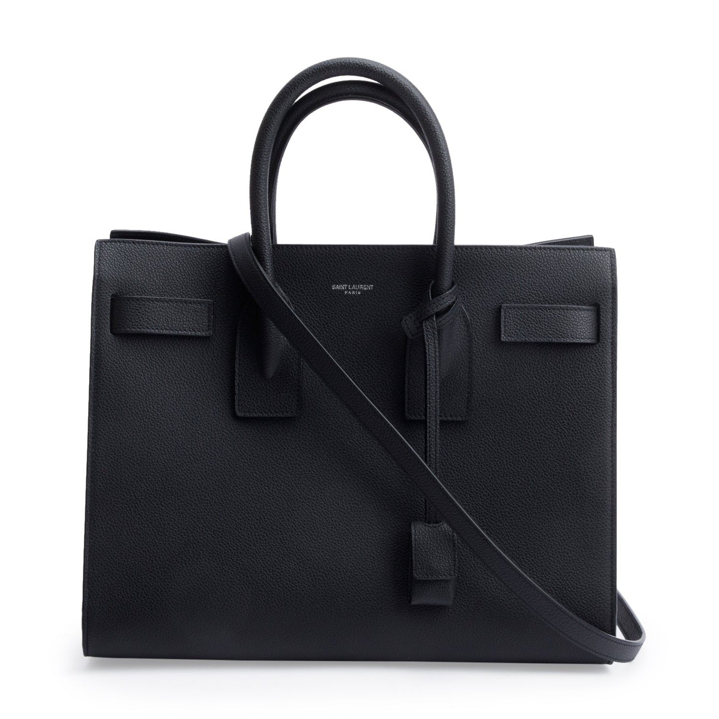 Saint Laurent 2022 Black Grained Calfskin Leather Small Sac De Jour
