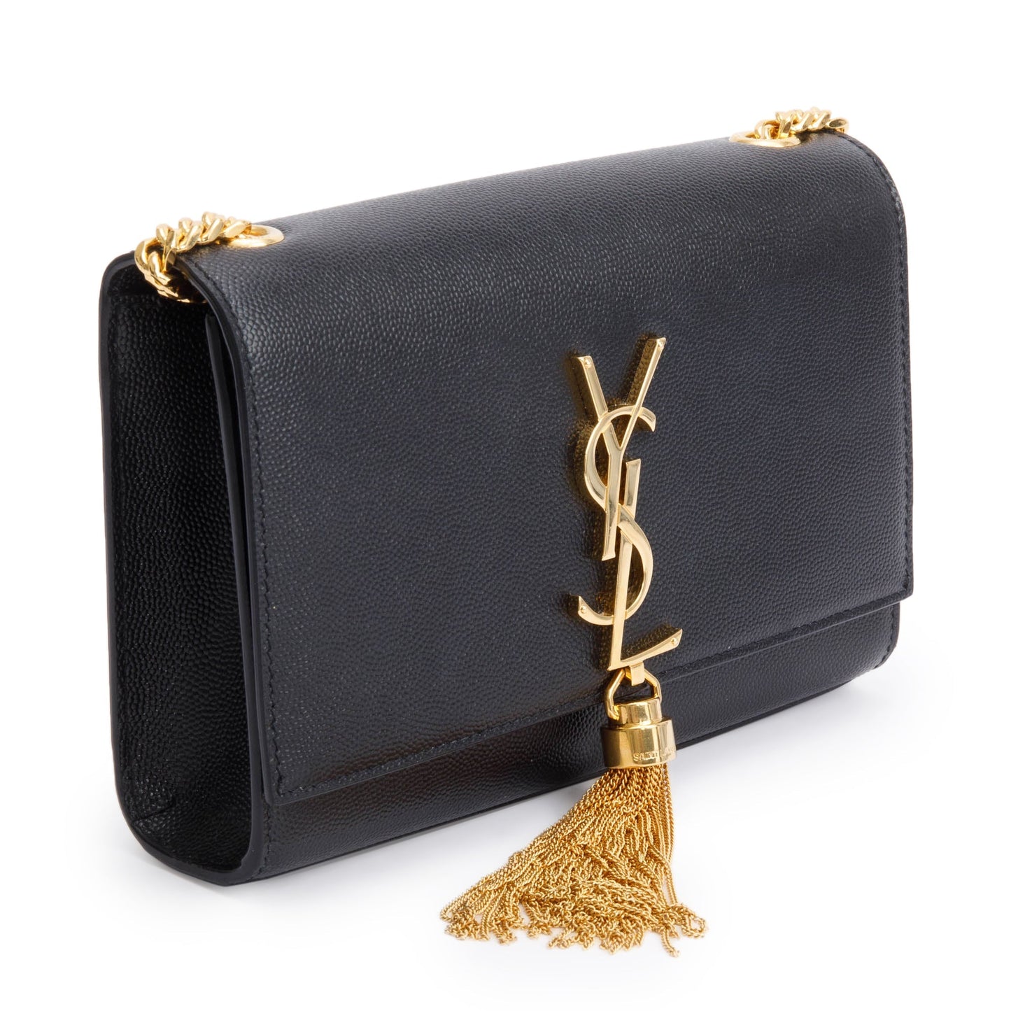 Saint Laurent 2022 Black Grained De Poudre Leather Small Kate Tassel Bag