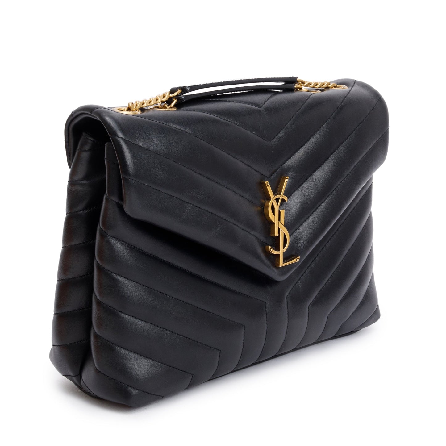 Saint Laurent 2022 Black Quilted Leather Medium Loulou Monogram Shoulder Bag
