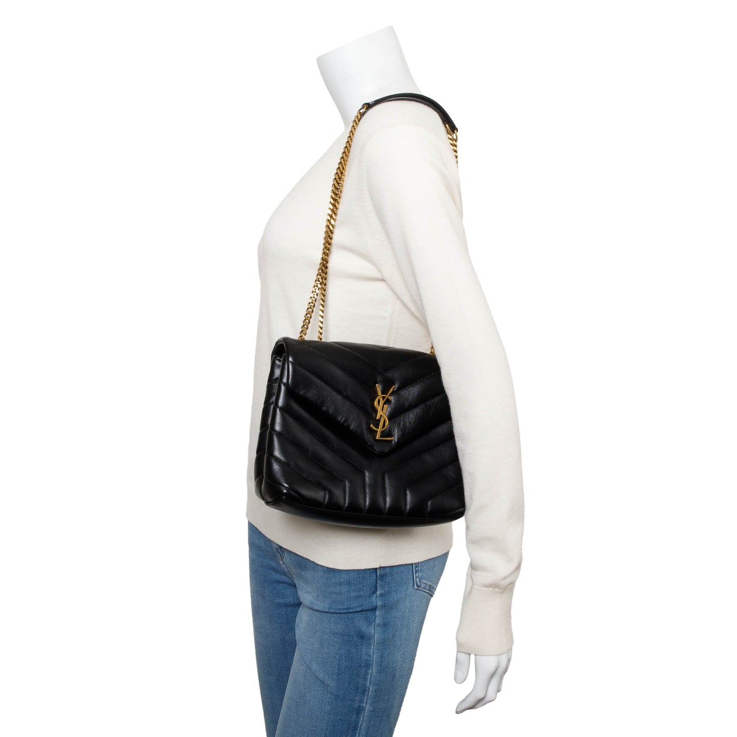 Saint Laurent 2022 Black Quilted Leather Small Loulou Shoulder Bag