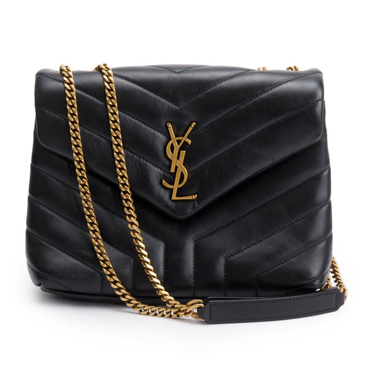 Saint Laurent 2022 Black Quilted Leather Small Loulou Shoulder Bag