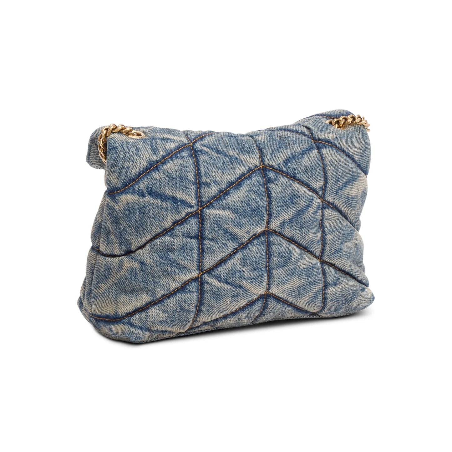 Saint Laurent 2022 Blue Denim Toy Puffer Loulou Shoulder Bag