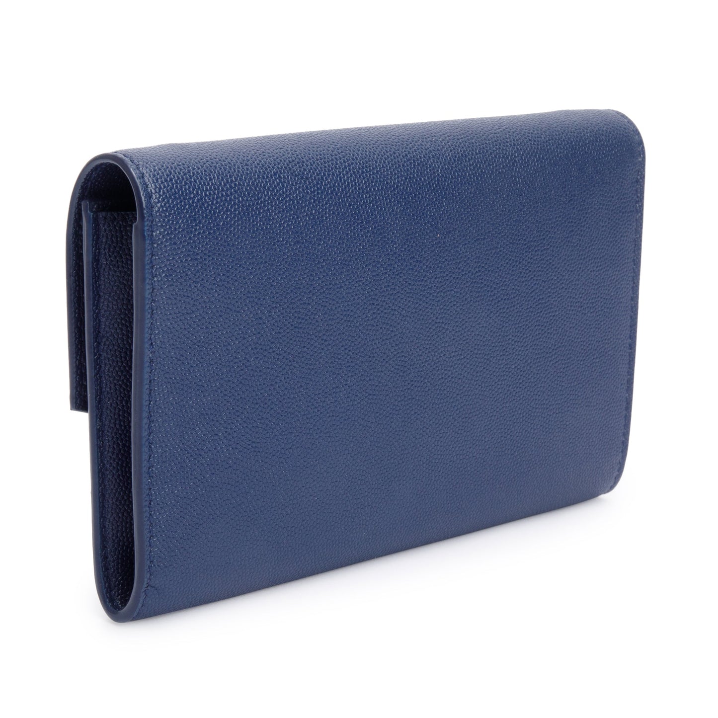 Saint Laurent 2022 Blue Grain De Poudre Leather Uptown Chain Wallet