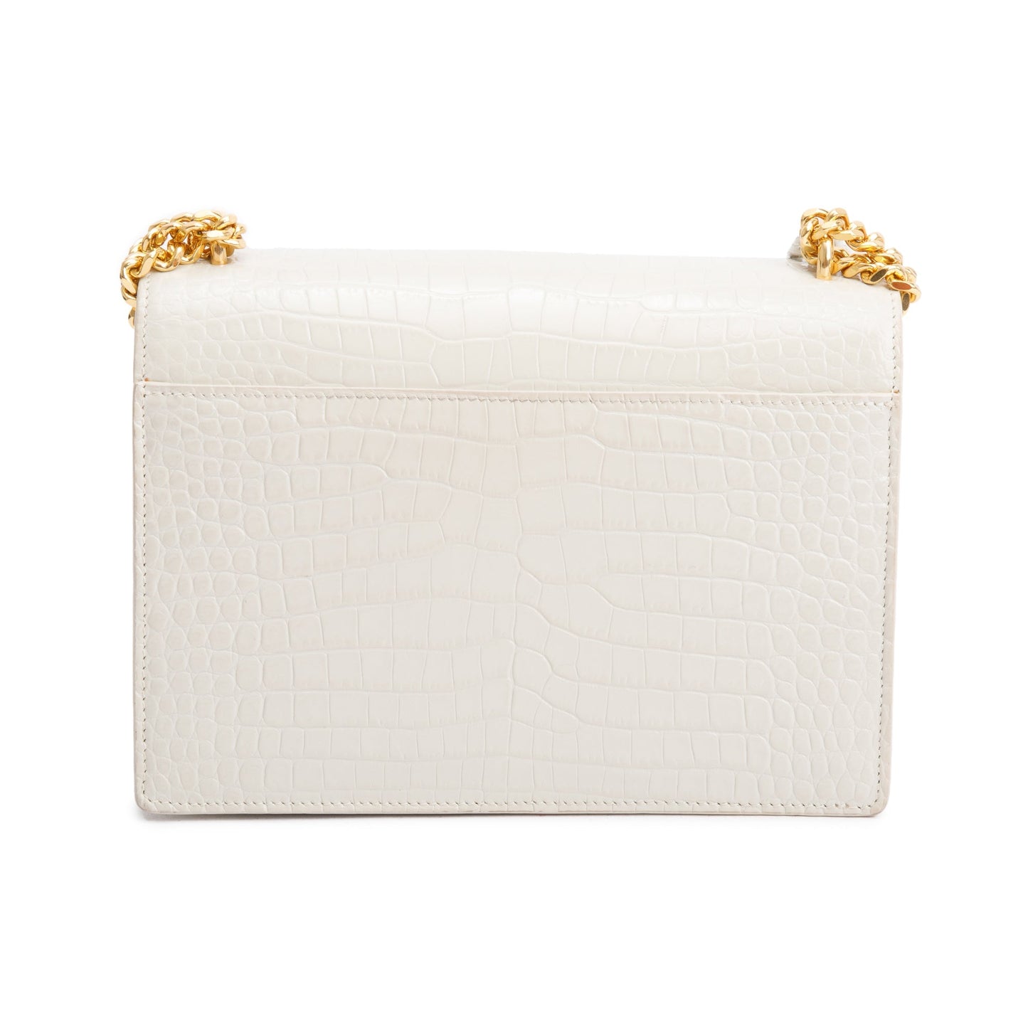 Saint Laurent 2022 Creme Medium Crocodile Embossed Sunset Bag