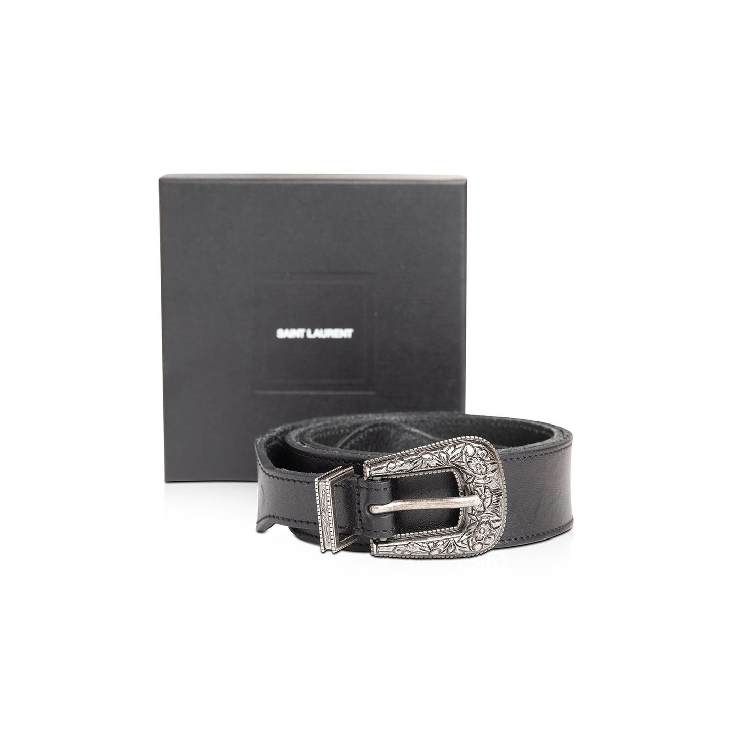 Saint Laurent 2022 Folk Buckle Leather Belt