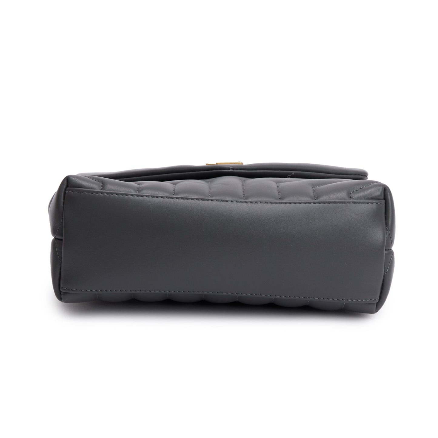 Saint Laurent 2022 Grey Calfskin Leather Small Loulou Monogram Shoulder Bag