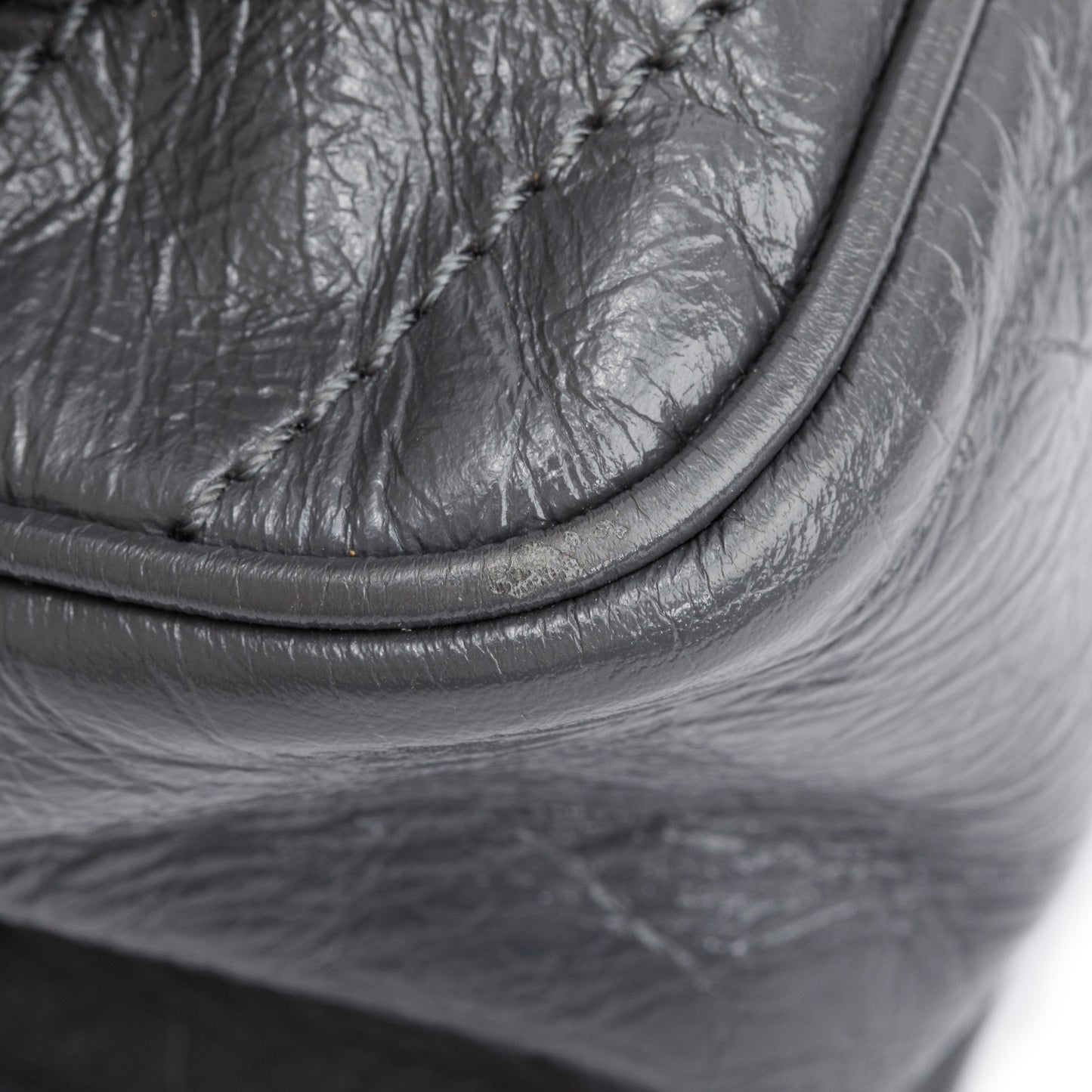 Saint Laurent 2022 Grey Crinkled Calfskin Leather Medium Niki Shoulder Bag