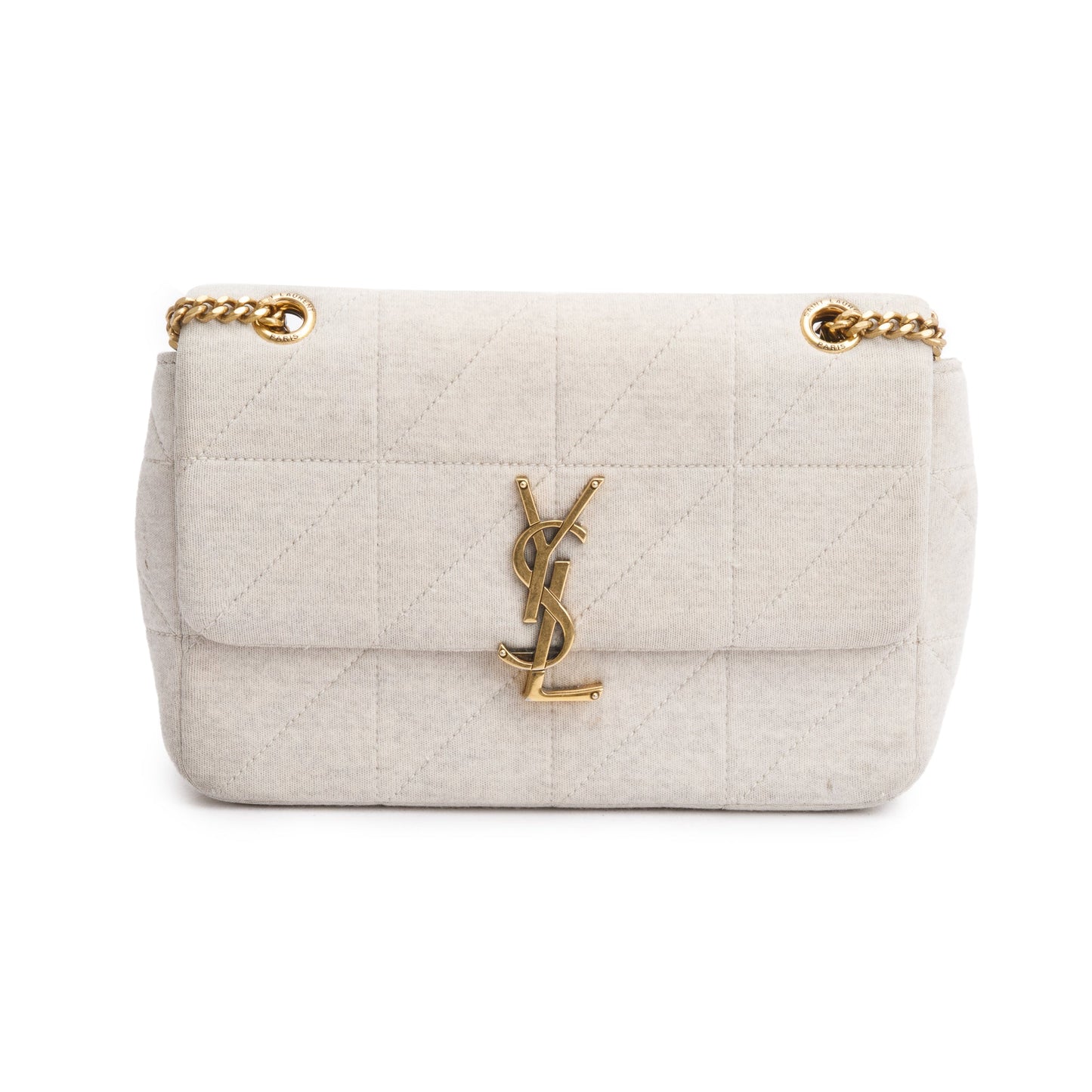 Saint Laurent 2022 Neutral Quilted Jersey Wool Medium Jamie Shoulder Bag