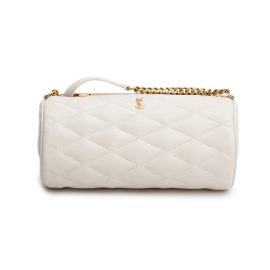 Saint Laurent 2022 Neutral Quilted Lambskin Leather Small Sade Tube Bag