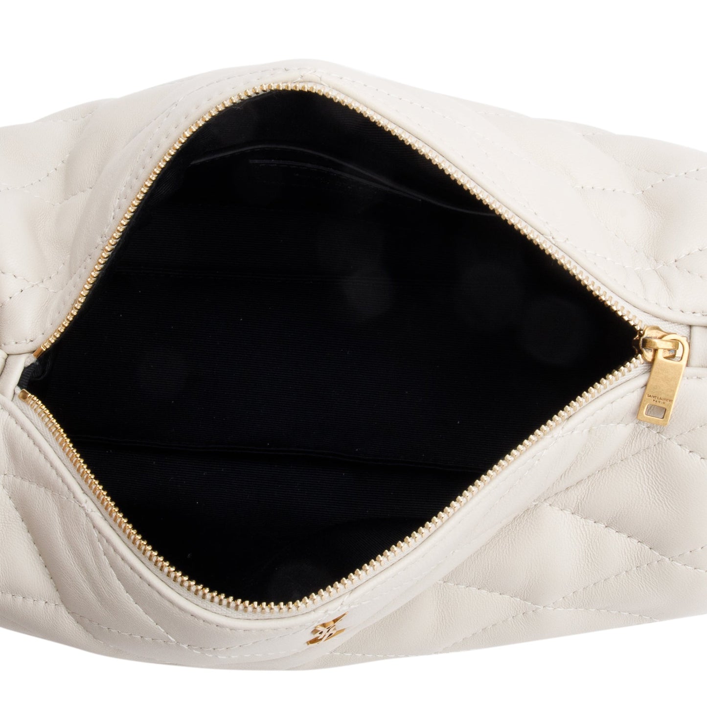 Saint Laurent 2022 Neutral Quilted Lambskin Leather Small Sade Tube Bag