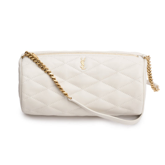 Saint Laurent 2022 Neutral Quilted Lambskin Leather Small Sade Tube Bag