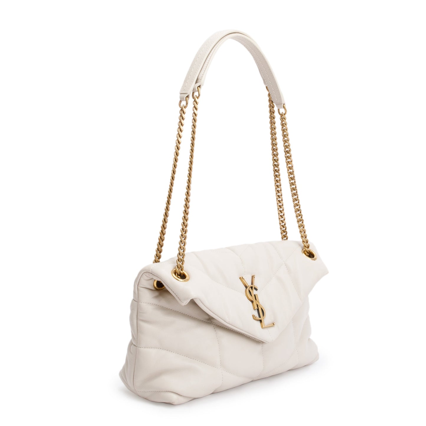 Saint Laurent 2022 White Nappa Leather Toy Puffer Loulou Shoulder Bag