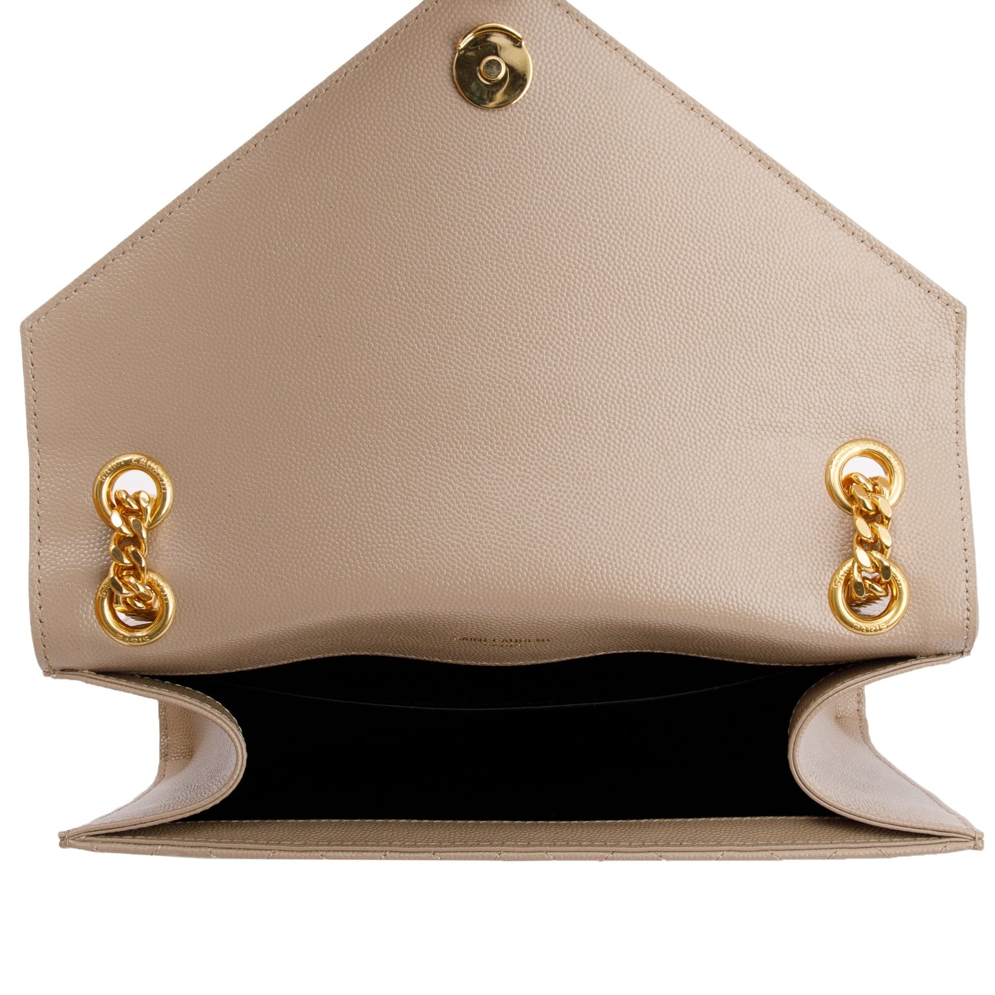 Saint Laurent 2023 Beige Grained De Poudre Medium Envelope Shoulder Bag
