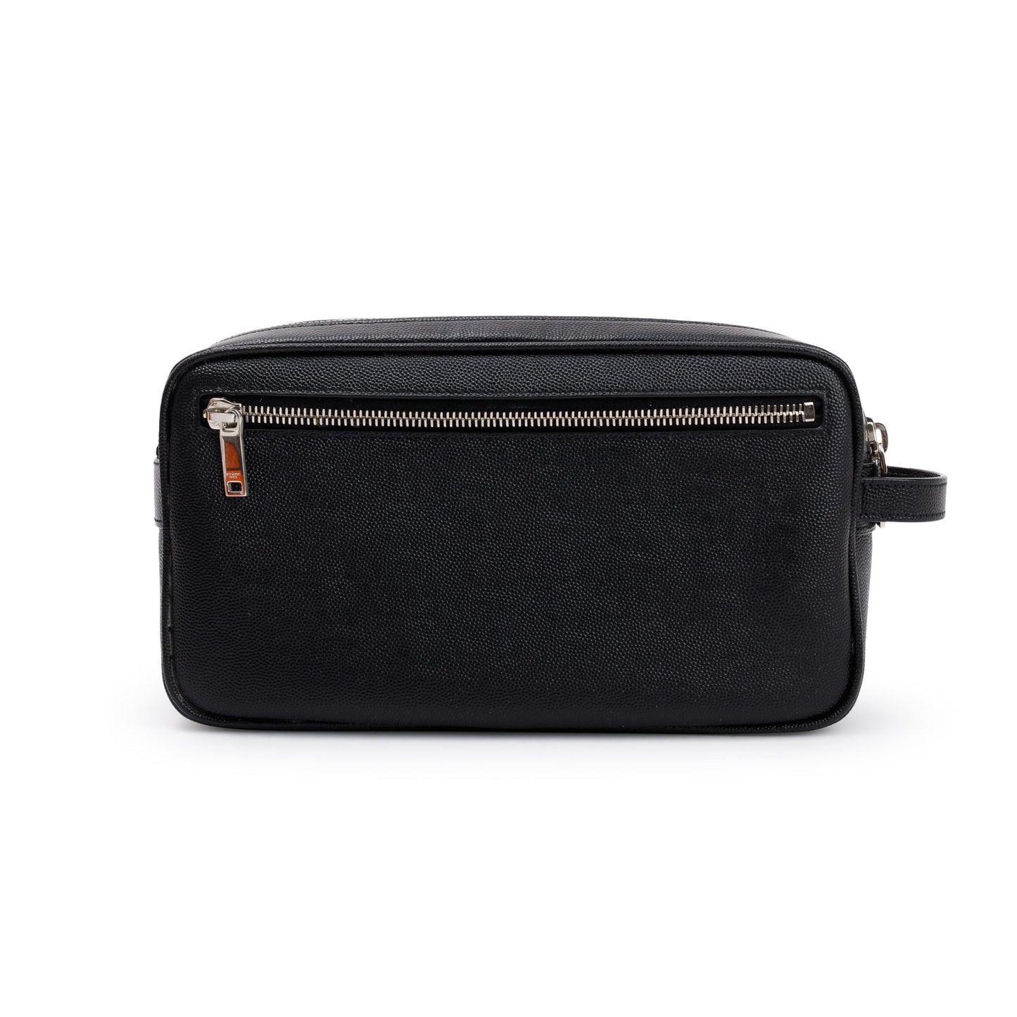 Saint Laurent 2023 Black Calfskin Leather Double Zip Cosmetic Case