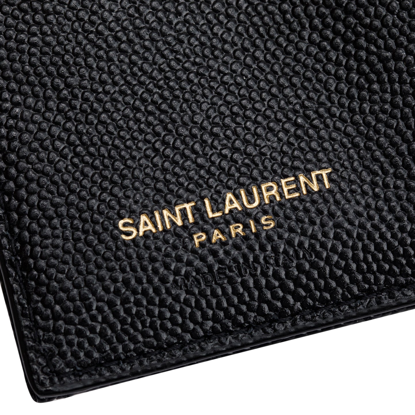Saint Laurent 2023 Black Grain de Poudre Leather Cassandre Matelasse Bi-Fold Wallet