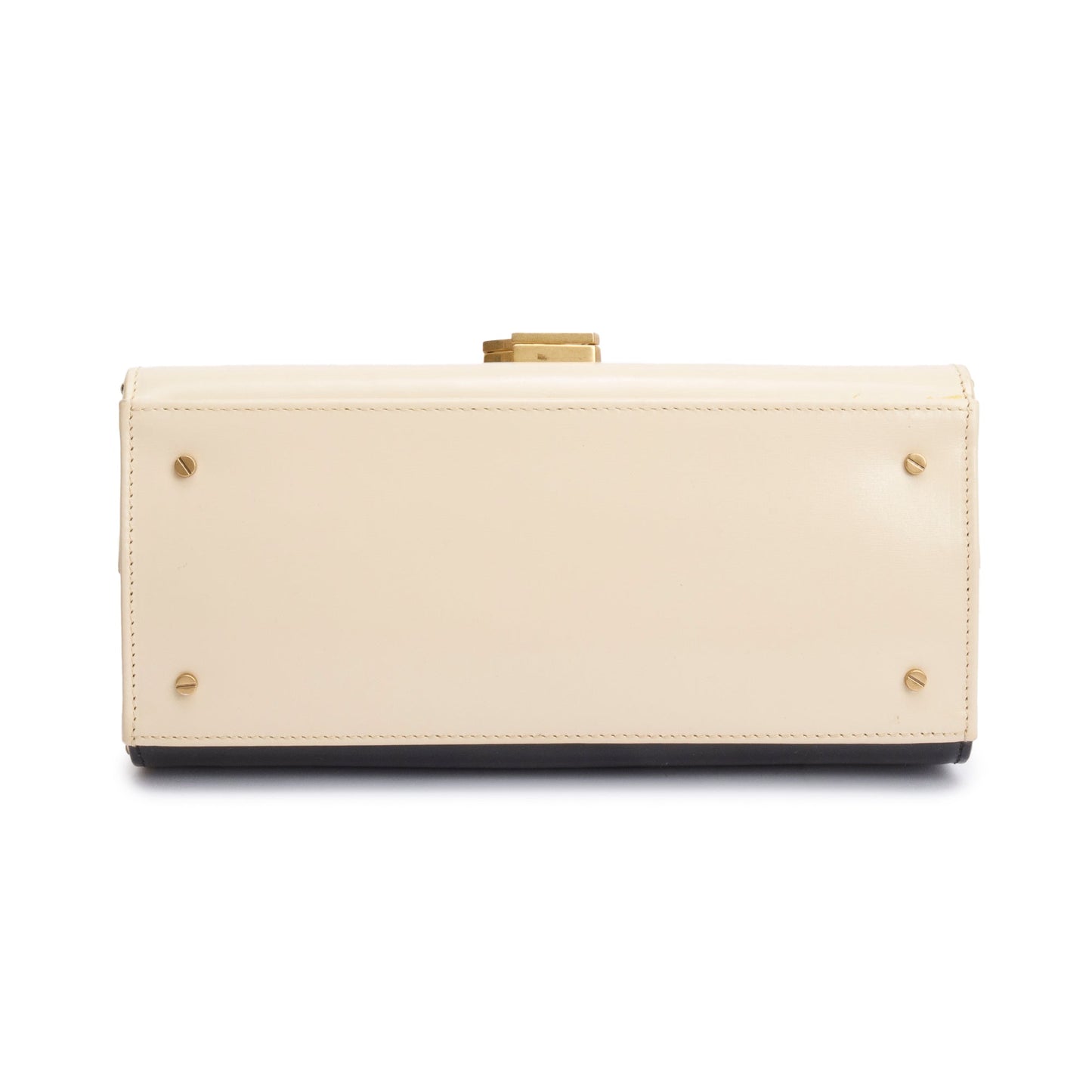 Saint Laurent 2023 Black & Ivory Smooth Leather Cassandra Medium Top Handle Bag