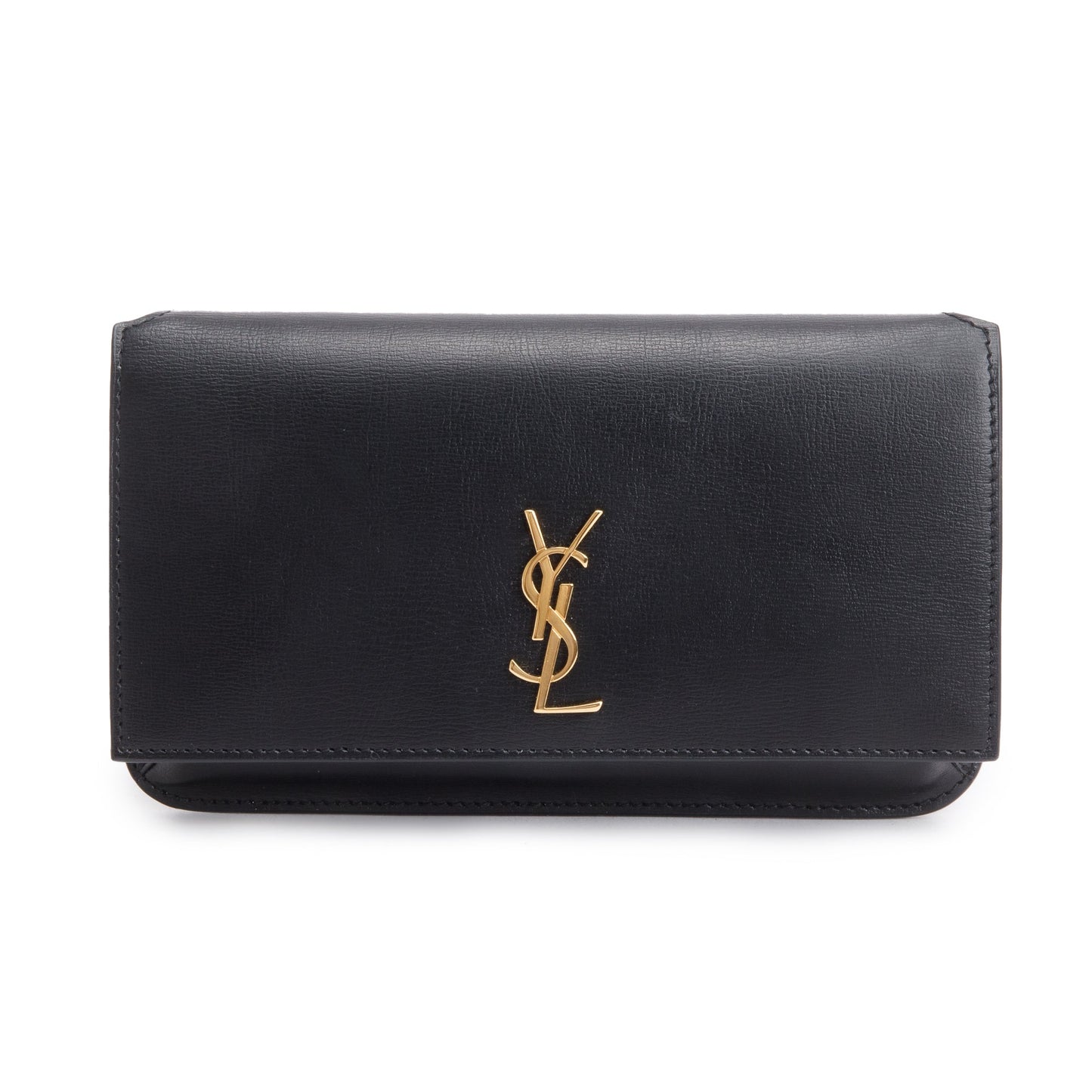 Saint Laurent 2023 Black Smooth Calfskin Leather Cassandre Phone Holder