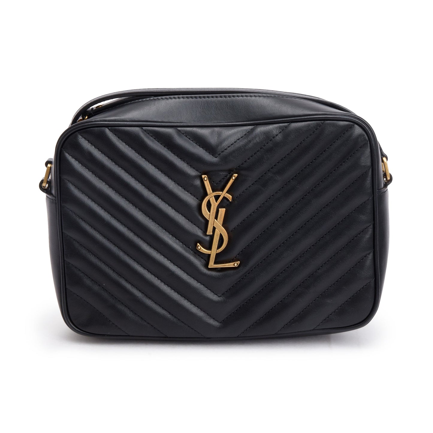 Saint Laurent 2024 Black Quilted Leather Lou Camera Bag