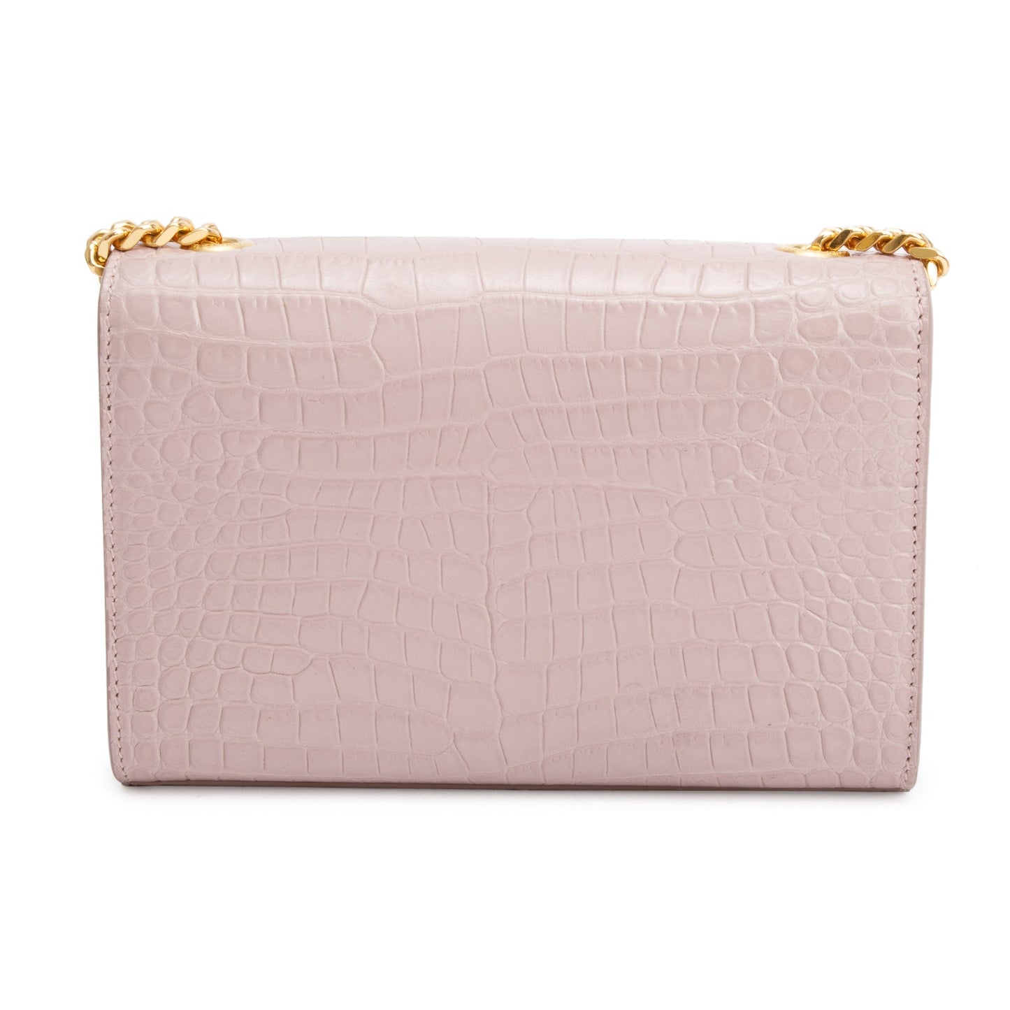 Saint Laurent Beige Croc-Embossed Leather Mini Kate Tassel Bag