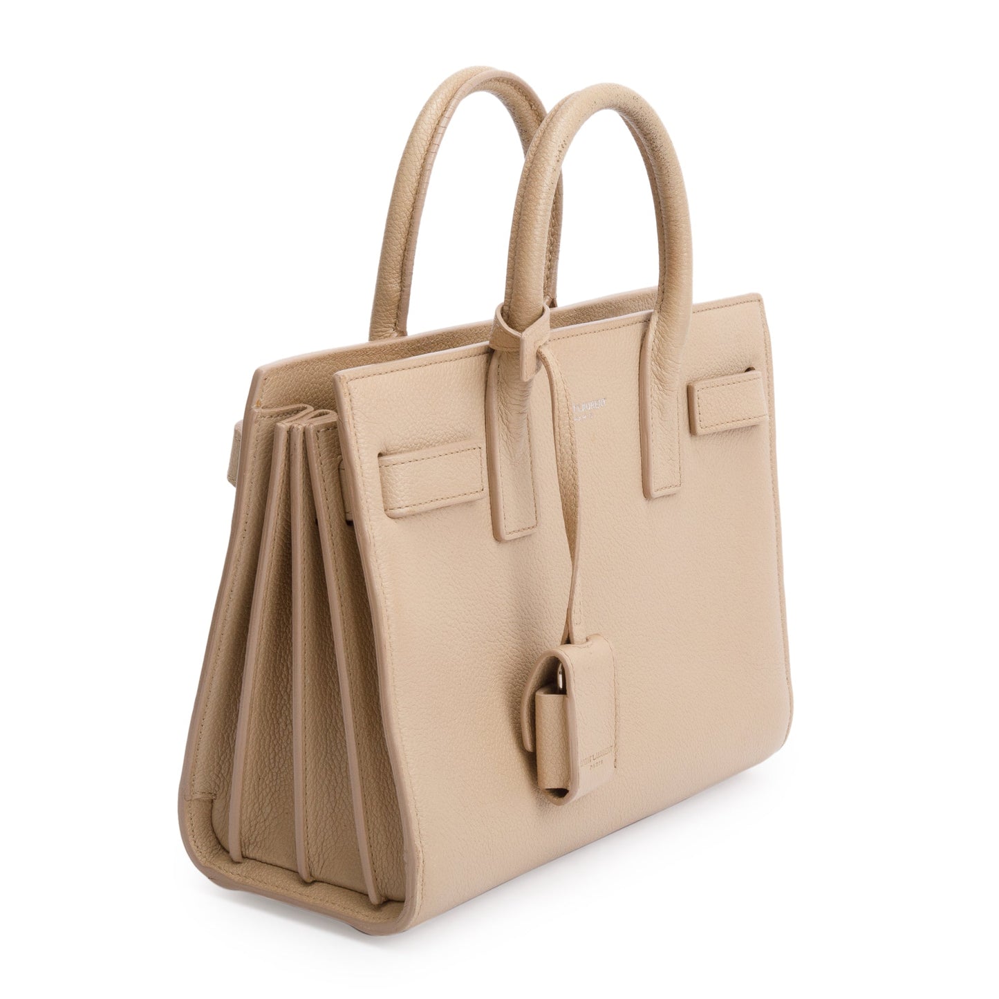Saint Laurent Beige Grained Leather Nano Sac De Jour