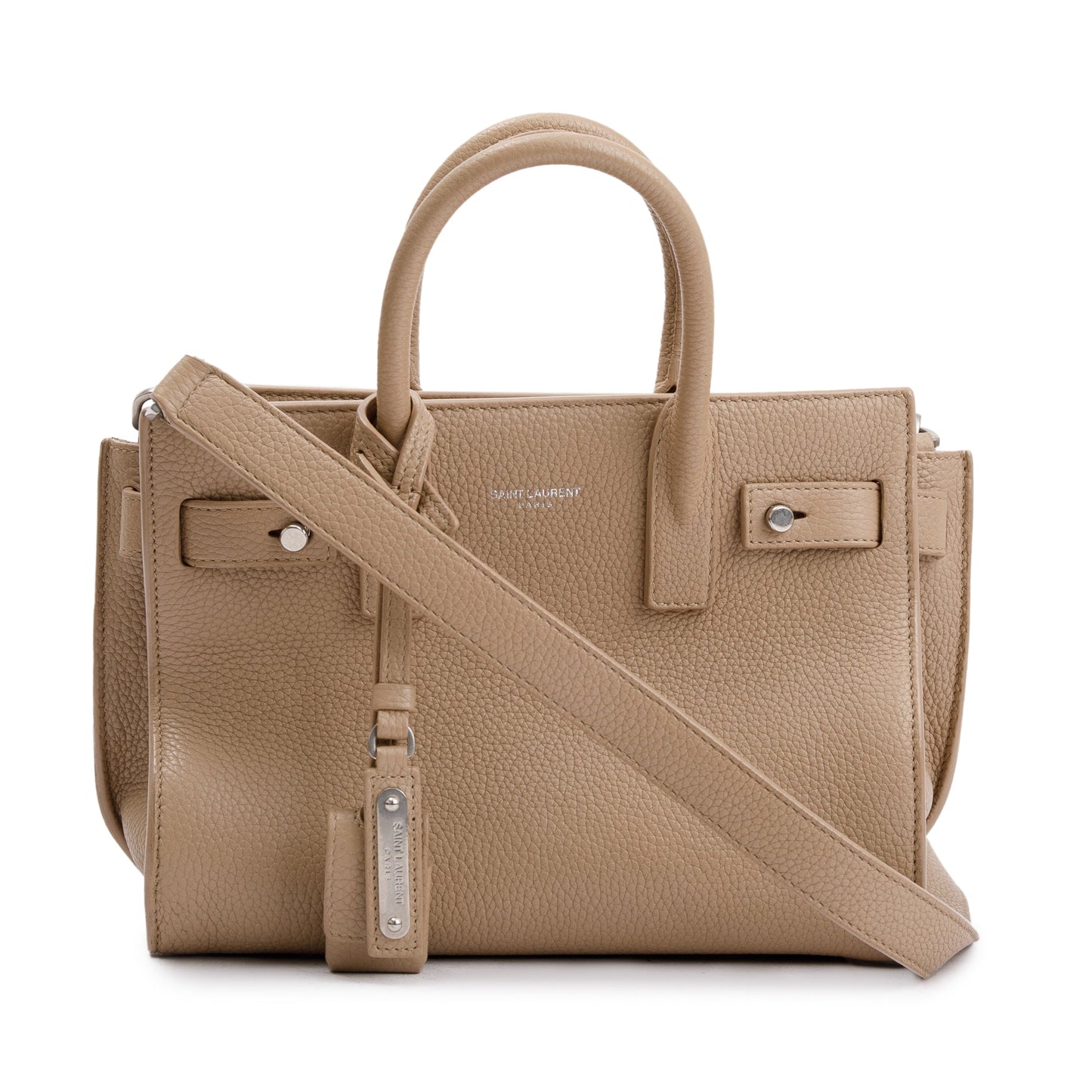 Saint Laurent Beige Grained Leather Nano Sac De Jour