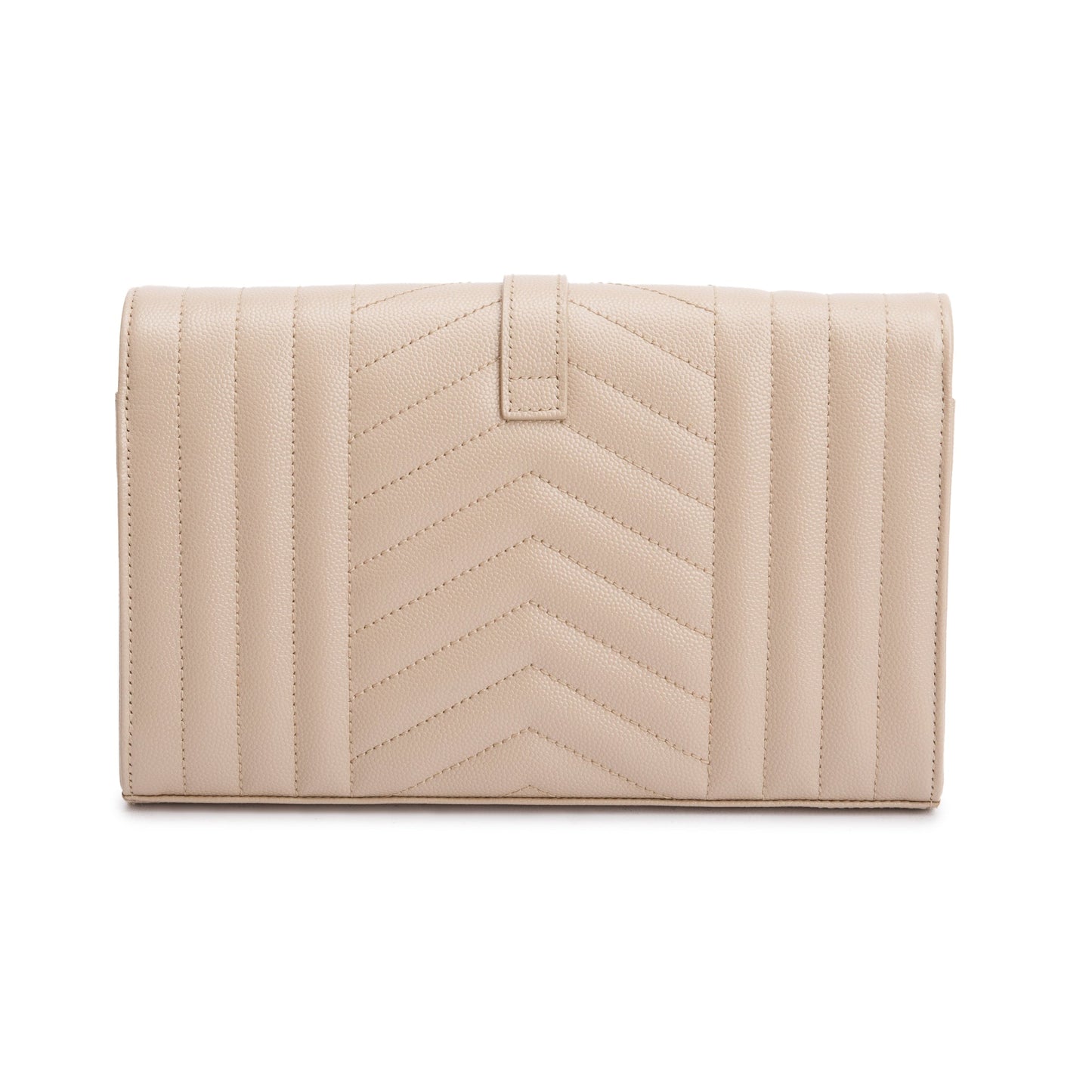 Saint Laurent Beige Mix Matelasse Grain De Poudre Leather Envelope Chain Wallet