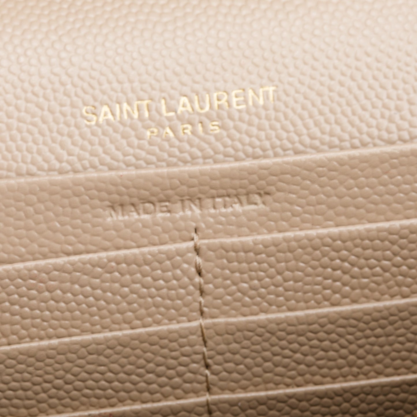 Saint Laurent Beige Mix Matelasse Grain De Poudre Leather Envelope Chain Wallet