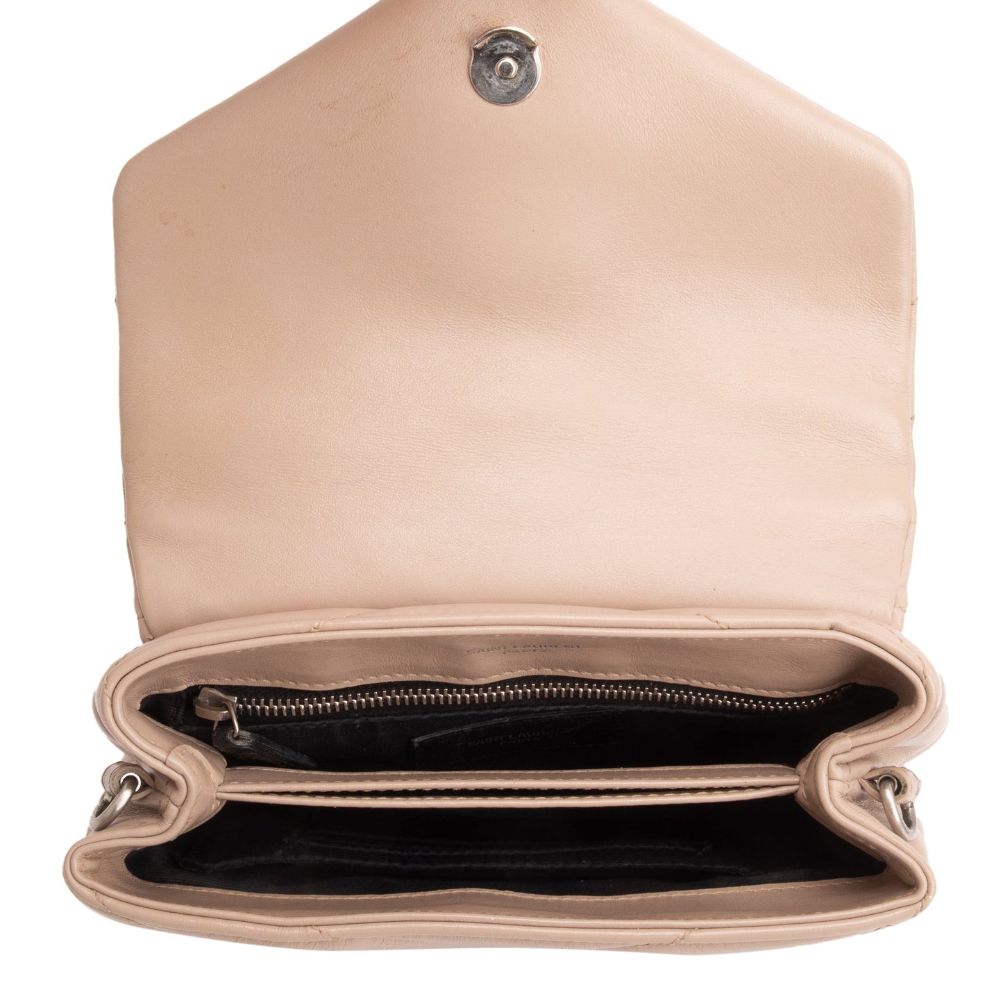 Saint Laurent Beige Monogram Matelasse Toy Loulou Crossbody Bag