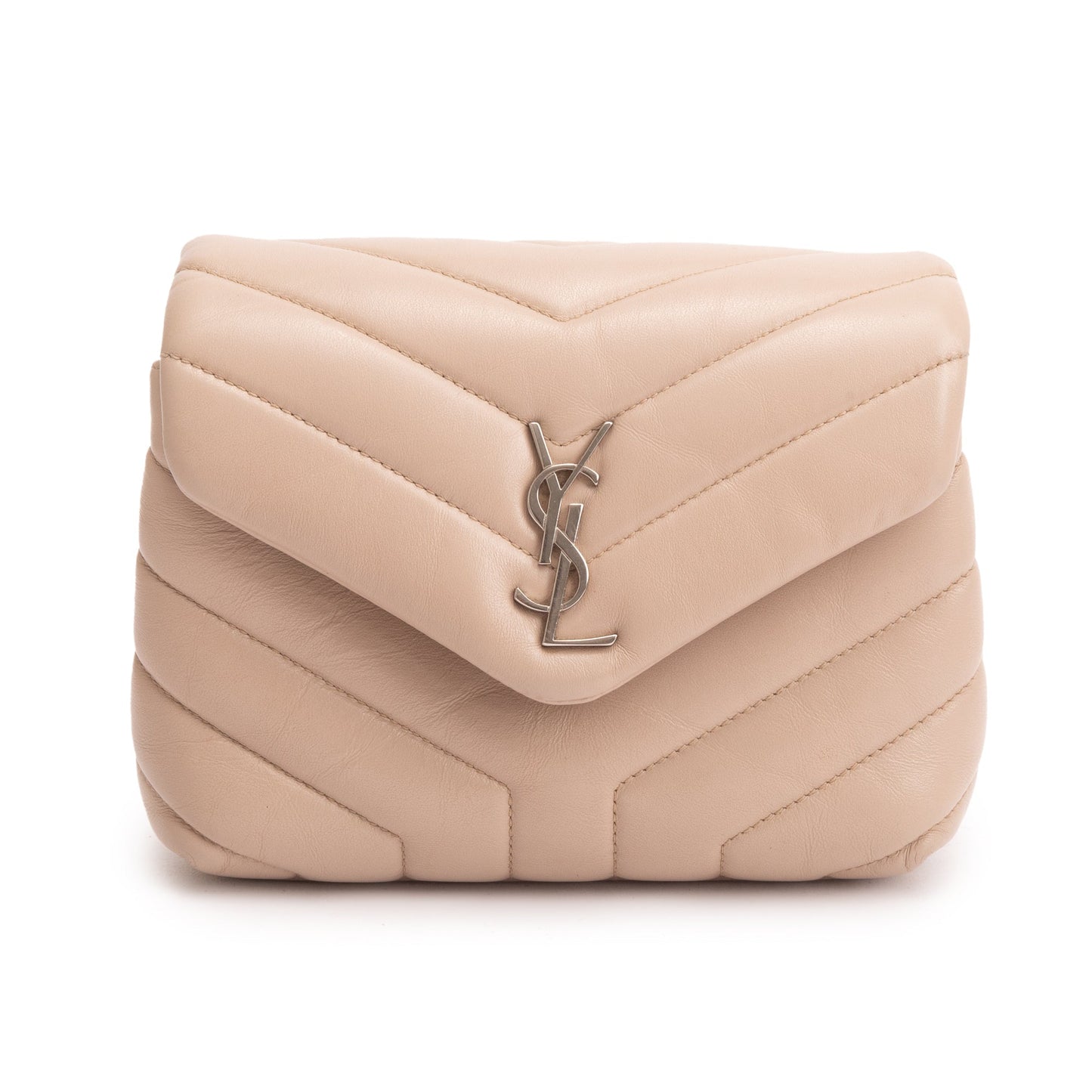 Saint Laurent Beige Monogram Matelasse Toy Loulou Crossbody Bag
