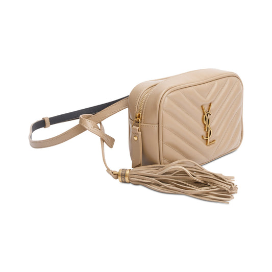 Saint Laurent Beige Quilted Calfskin Leather Lou Belt Bag