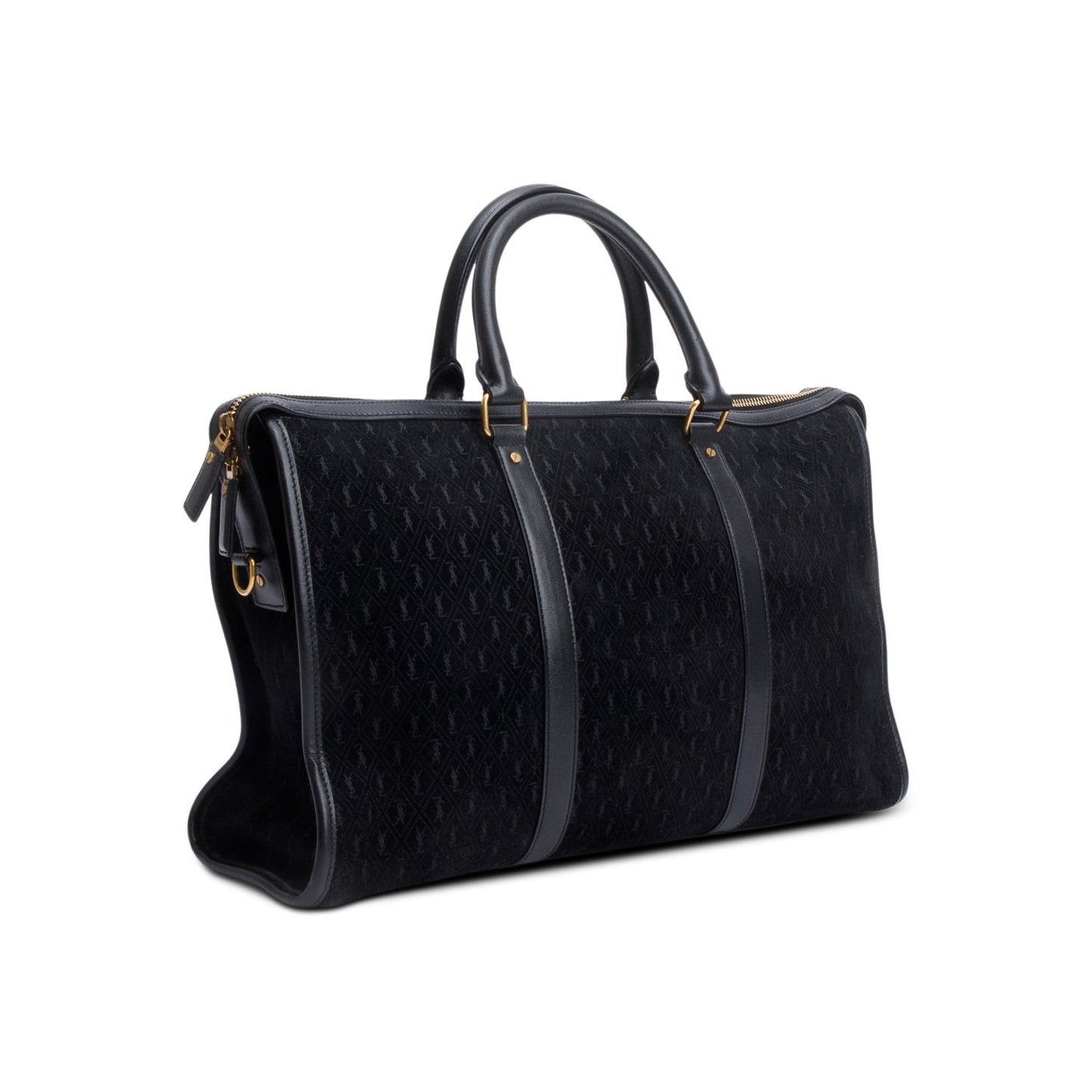Saint Laurent Black All-Over Monogram Suede Le Monogramme 72H Duffle