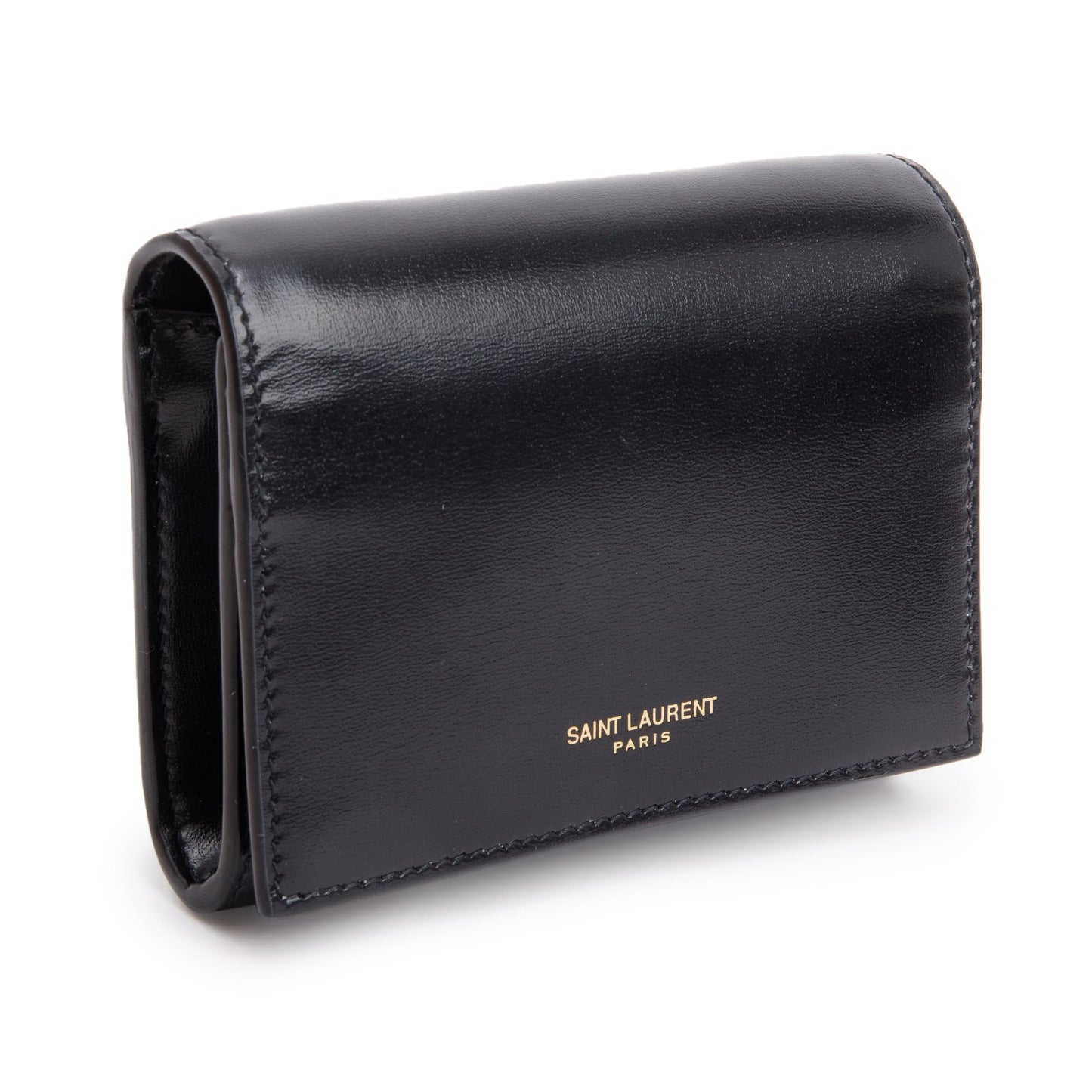 Saint Laurent Black Calf Leather Micro Chain Card Case