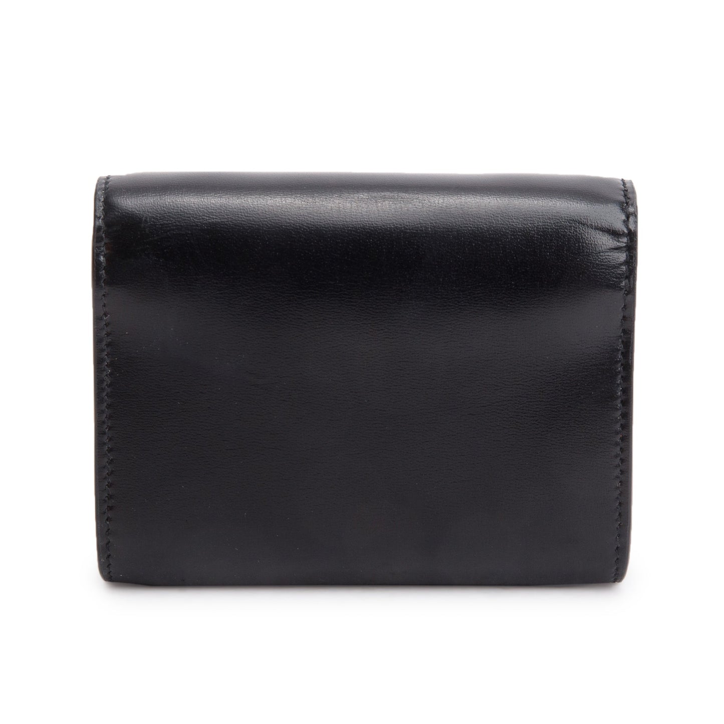 Saint Laurent Black Calf Leather Micro Chain Card Case