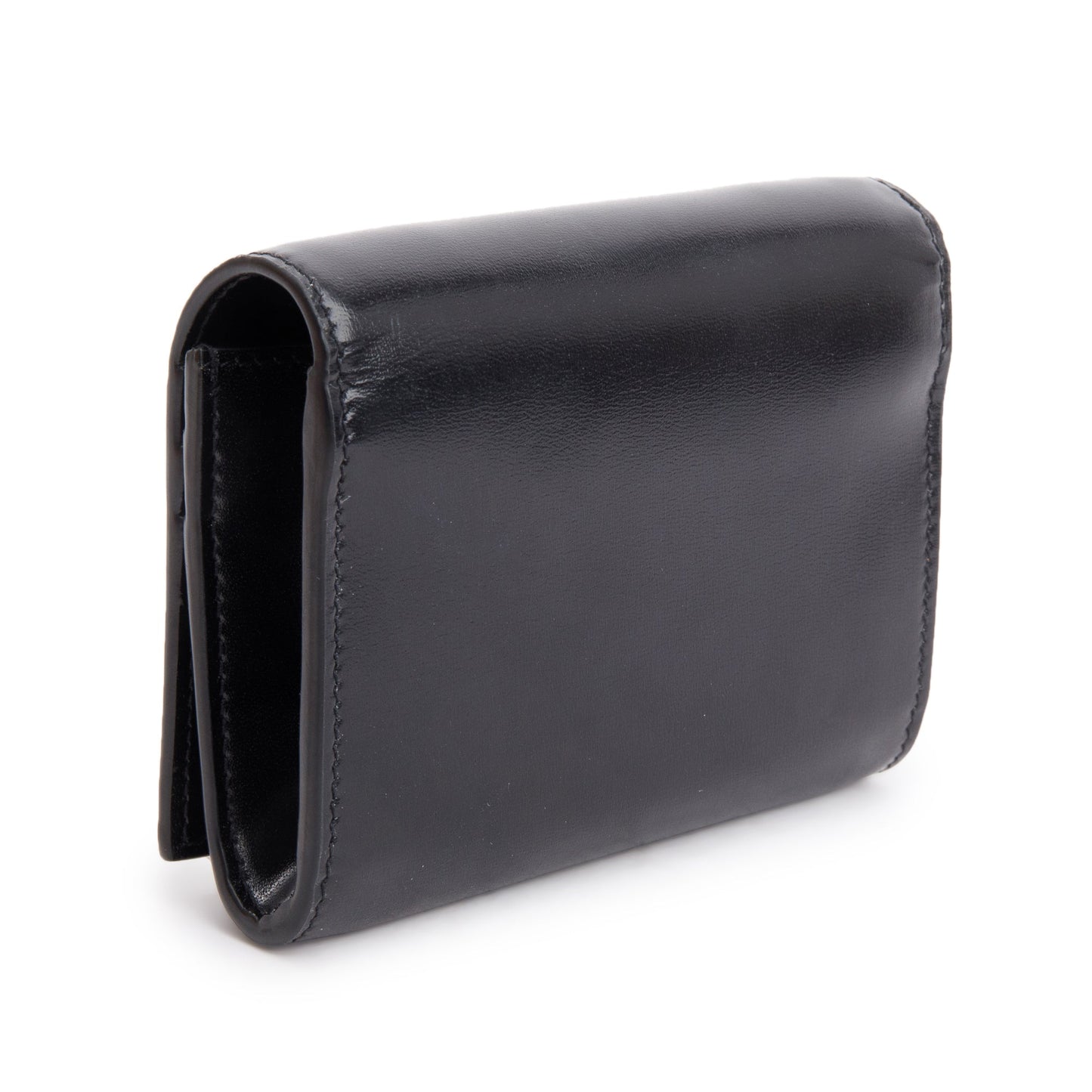 Saint Laurent Black Calf Leather Micro Chain Card Case