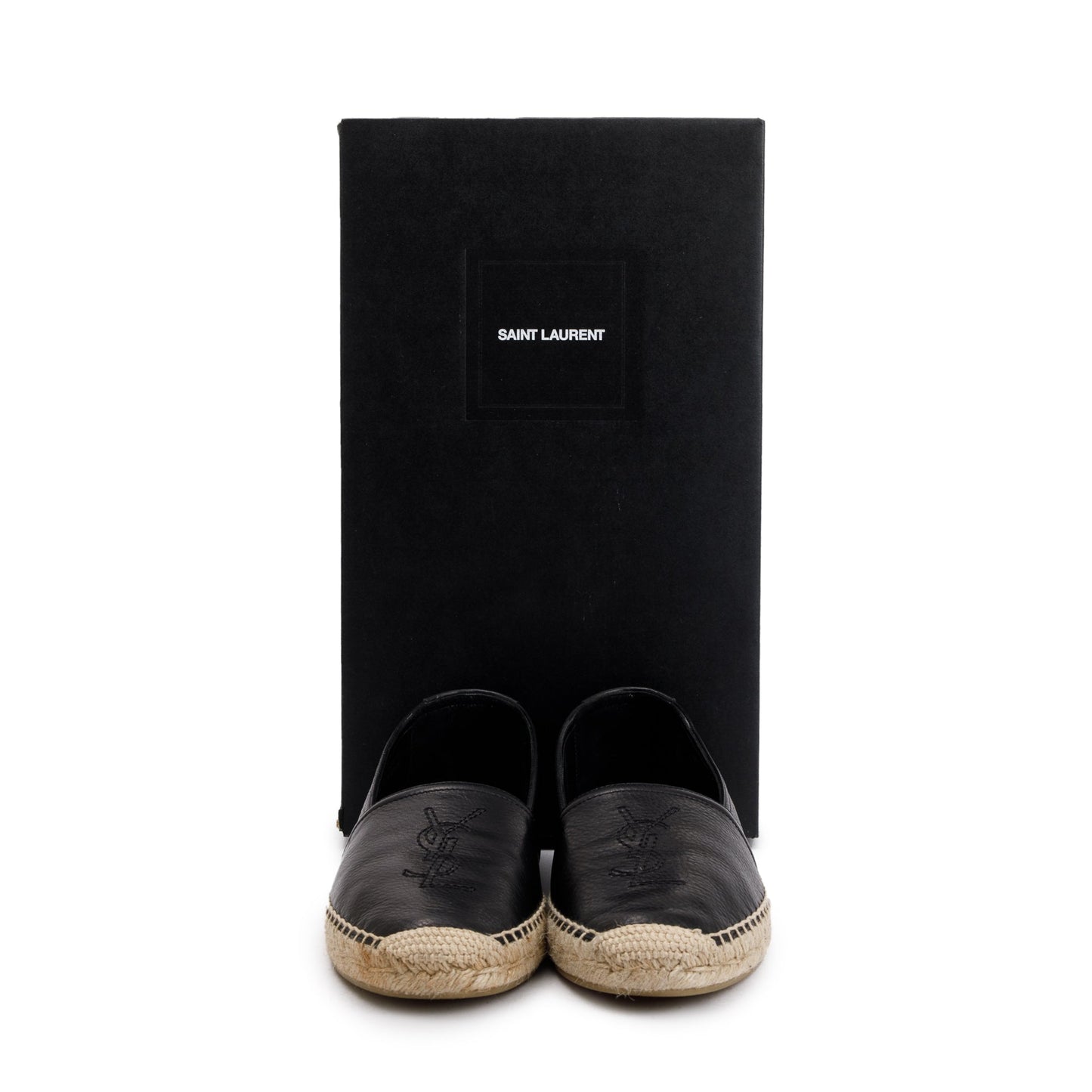 Saint Laurent Black Calfskin Leather Espadrilles, Size 40