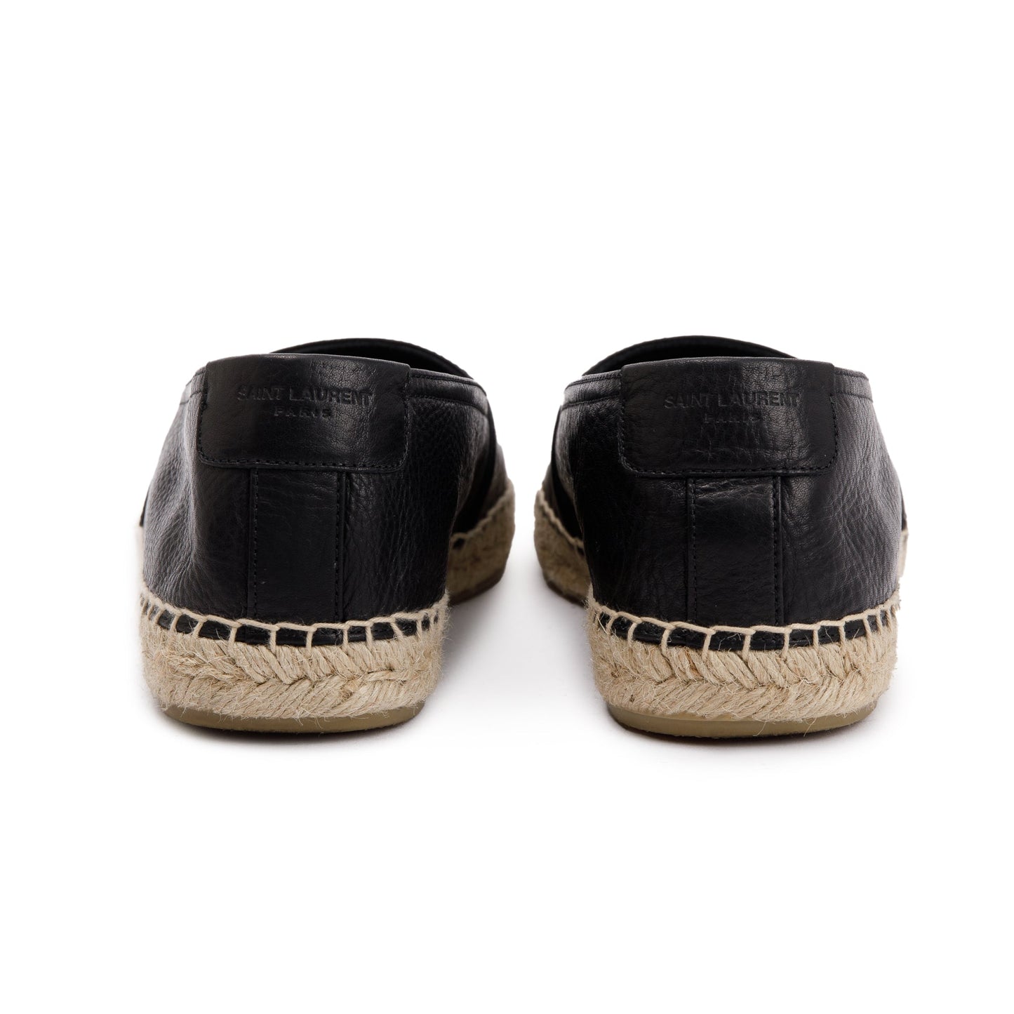 Saint Laurent Black Calfskin Leather Espadrilles, Size 40