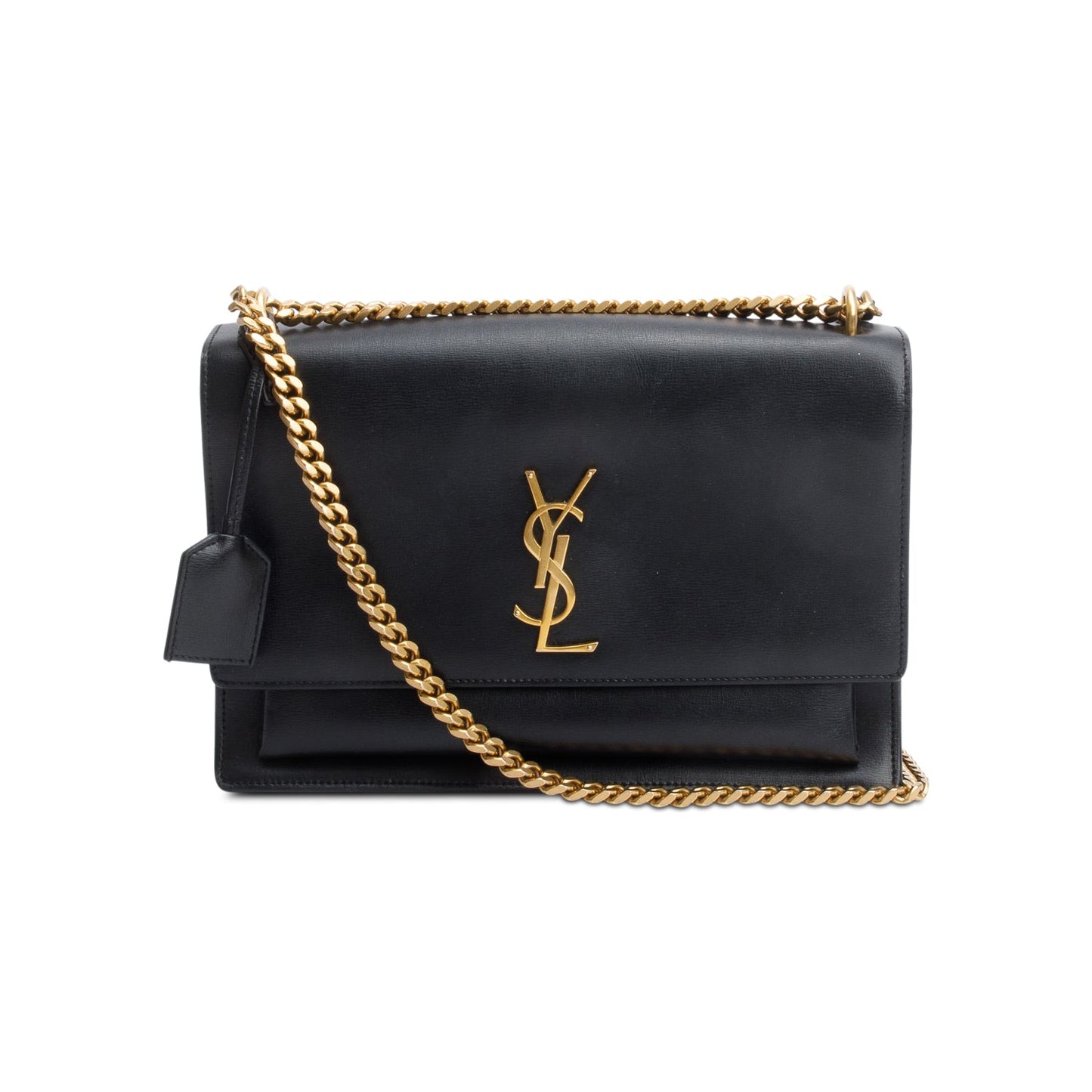 Saint Laurent Black Calfskin Leather Large Sunset Shoulder Bag