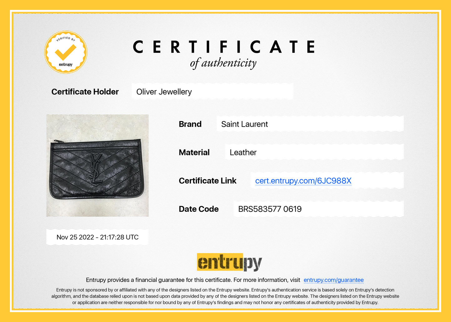Saint Laurent Black Crinkled Calfskin Matelasse Leather Monogram Niki Bill Pouch