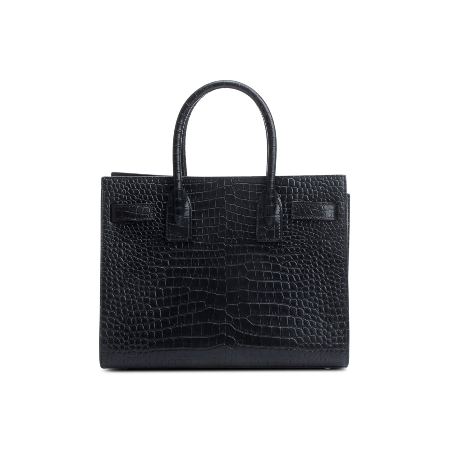 Saint Laurent Black Crocodile Embossed Leather Baby Sac De Jour