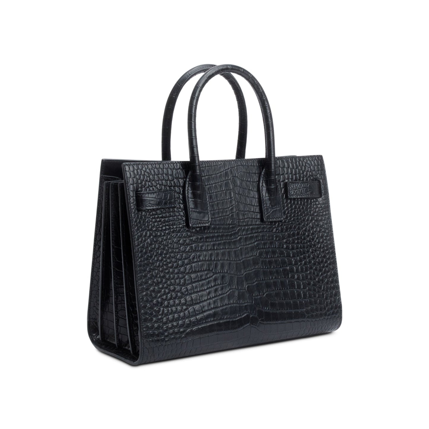 Saint Laurent Black Crocodile Embossed Leather Baby Sac De Jour
