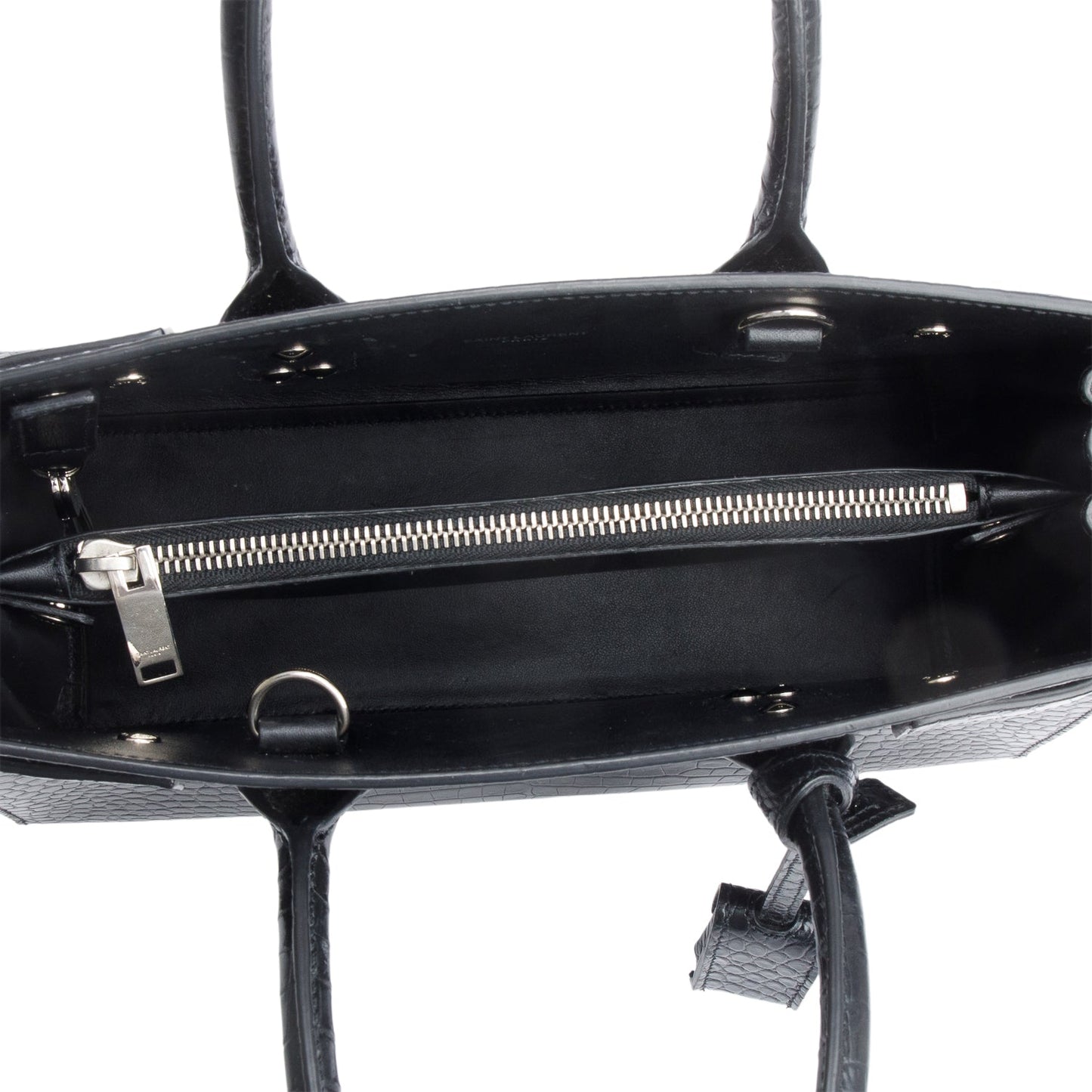 Saint Laurent Black Crocodile Embossed Leather Baby Sac De Jour