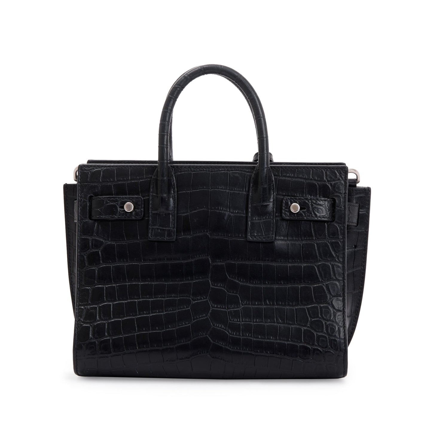 Saint Laurent Black Crocodile Embossed Leather Nano Sac De Jour