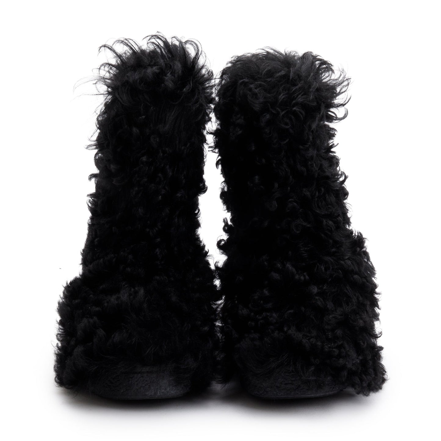 Saint Laurent Black Furry Boots, Size 42