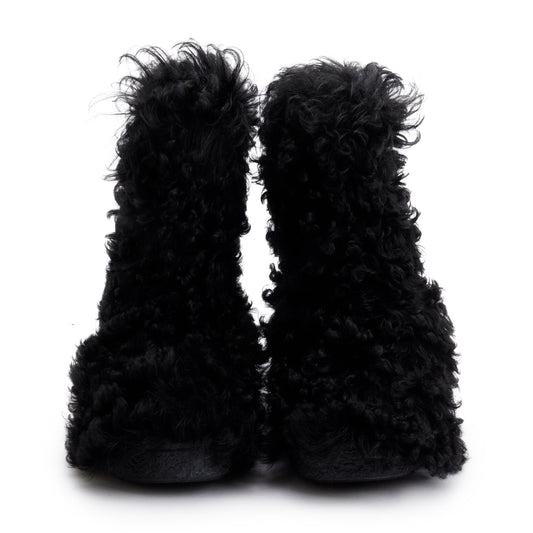 Saint Laurent Black Furry Boots, Size 42